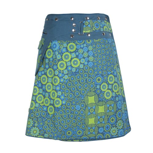 Vishes Damen A Line Wickelrock Cacheur Kurz Midi Mini-rock Druckknöpfe Tasche türkis-hellgrün 42-50