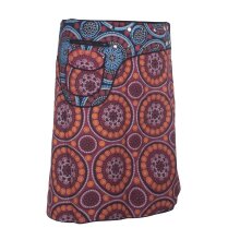 Vishes Damen A Line Wickelrock Cacheur Knielang Kurz Midi Druckknöpfe Tasche dunkelrot-schwarz 34-40