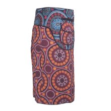 Vishes Damen A Line Wickelrock Cacheur Knielang Kurz Midi Druckknöpfe Tasche dunkelrot-schwarz 40-46