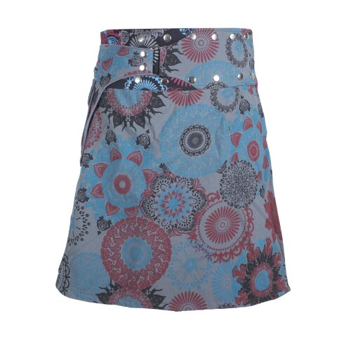 Vishes Damen A Line Wickelrock Cacheur Kurz Midi Knielang Druckknöpfe Tasche grau-schwarz 38-44