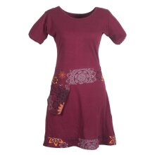 Vishes - Damen Kurzarm Kleid Hippie Blumen Muster Sidebag...