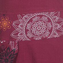 Vishes - Damen Kurzarm Kleid Hippie Blumen Muster Sidebag Tasche dunkelrot 40-42