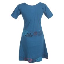 Vishes - Damen Kurzarm Kleid Hippie Blumen Muster Sidebag...