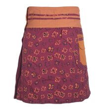 Vishes Damen A-Line Wickelrock Rock Midi Cacheur Minirock Druckknöpfe Tasche dunkelrot 34-38