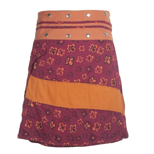 Vishes Damen A-Line Wickelrock Rock Midi Cacheur Minirock Druckknöpfe Tasche dunkelrot 36-44