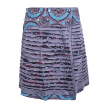 Vishes Wickelrock Rock zum Wickeln Druckknöpfe Cutwork Blumen Mandala Sidebag  schwarz-grau 44-50