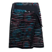 Vishes - Wickelrock Rock zum Wickeln Druckknöpfe Cutwork Blumen Mandala Sidebag grau-schwarz 38-46