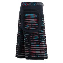 Vishes - Wickelrock Rock zum Wickeln Druckknöpfe Cutwork Blumen Mandala Sidebag grau-schwarz 42-50