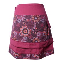 Vishes Damen Wickelrock Druckknöpfe Mandala Blümchen dunkelrot 36-46