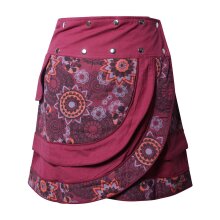 Vishes Damen Wickelrock Druckknöpfe Mandala Blümchen dunkelrot 36-46