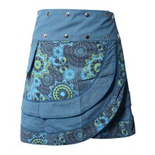 Vishes Damen Wickelrock Druckknöpfe Mandala Blümchen türkis 42-50