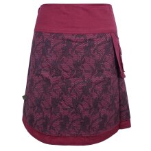 Vishes - Damen Wickelrock Rock zum Wickeln mit Druckknöpfen Spitze Blumen dunkelrot 42-50