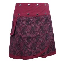 Vishes - Damen Wickelrock Rock zum Wickeln mit Druckknöpfen Spitze Blumen dunkelrot 42-50