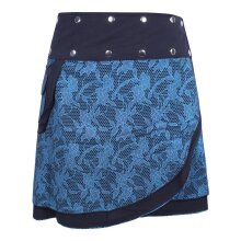 Vishes - Damen Wickelrock Rock zum Wickeln mit Druckknöpfen Spitze Blumen schwarz-türkis 36-46