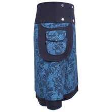 Vishes - Damen Wickelrock Rock zum Wickeln mit Druckknöpfen Spitze Blumen schwarz-türkis 42-50