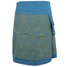 Vishes - Damen Wickelrock Rock zum Wickeln mit Druckknöpfen Spitze Blumen türkis 42-50