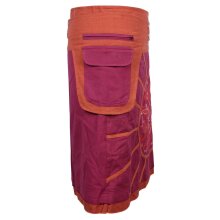 Vishes - Wickelrock Rock zum Wickeln Kurz Druckknöpfe Sonne Blume Bestickt dunkelrot 42-50