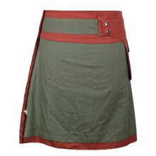 Vishes - Wickelrock Rock zum Wickeln Kurz Druckknöpfe Sonne Blume Bestickt olivegrün 38-44