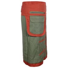 Vishes - Wickelrock Rock zum Wickeln Kurz Druckknöpfe Sonne Blume Bestickt olivegrün 38-44