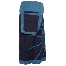 Vishes - Wickelrock Rock zum Wickeln Kurz Druckknöpfe Sonne Blume Bestickt schwarz-türkis 42-50