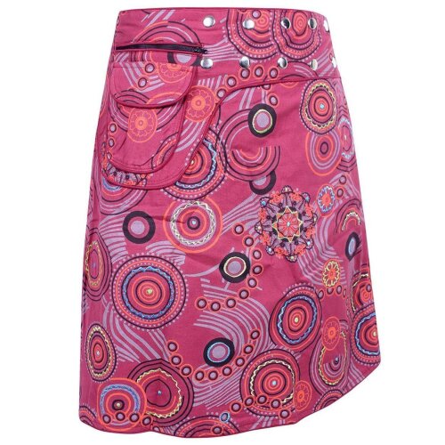 Vishes Kurzer Wickelrock Rock zum Wickeln Druckknöpfe Blumen Kreise Bestickt dunkelrot 36-46