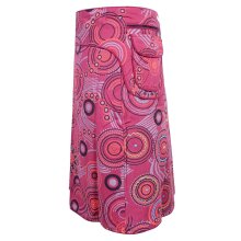 Vishes Kurzer Wickelrock Rock zum Wickeln Druckknöpfe Blumen Kreise Bestickt dunkelrot 36-46