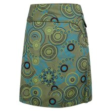 Vishes Kurzer Wickelrock Rock zum Wickeln Druckknöpfe Blumen Kreise Bestickt olivegrün 36-46
