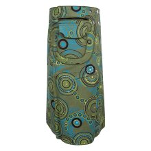 Vishes Kurzer Wickelrock Rock zum Wickeln Druckknöpfe Blumen Kreise Bestickt olivegrün 36-46