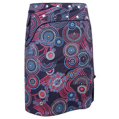 Vishes Kurzer Wickelrock Rock zum Wickeln Druckknöpfe Blumen Kreise Bestickt schwarz 40-50