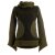 Vishes Damen Pullover aus Baumwolle mit Schalkragen olive 40