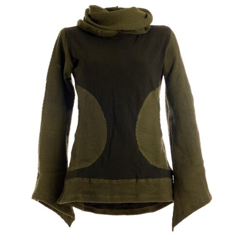 Vishes Damen Pullover aus Baumwolle mit Schalkragen olive 44
