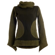 Vishes Damen Pullover aus Baumwolle mit Schalkragen olive 46