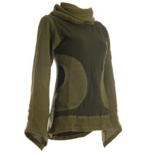 Vishes Damen Pullover aus Baumwolle mit Schalkragen olive 46