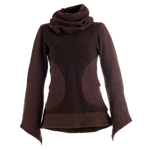 Vishes Damen Pullover aus Baumwolle mit Schalkragen braun 36