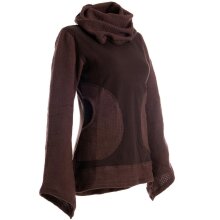 Vishes Damen Pullover aus Baumwolle mit Schalkragen braun 40