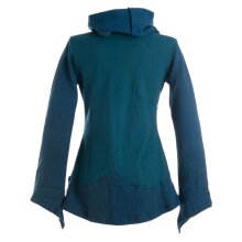 Vishes Damen Pullover aus Baumwolle mit Schalkragen dunkeltürkis 48
