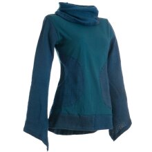 Vishes Damen Pullover aus Baumwolle mit Schalkragen dunkeltürkis 48