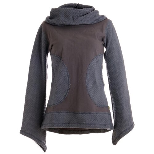 Vishes Damen Pullover aus Baumwolle mit Schalkragen grau 36
