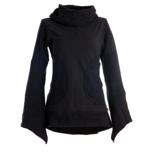 Vishes Damen Pullover aus Baumwolle mit Schalkragen schwarz 42