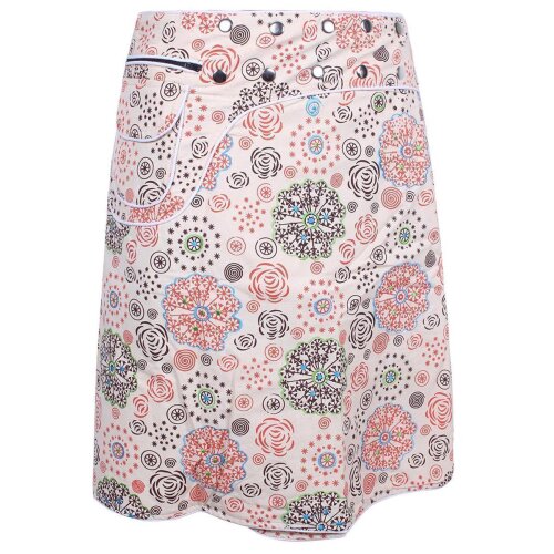 Vishes Wickelrock Rock zum Wickeln mit Druckknöpfen und Sidebag mit Blumen bedruckt beige 42-48