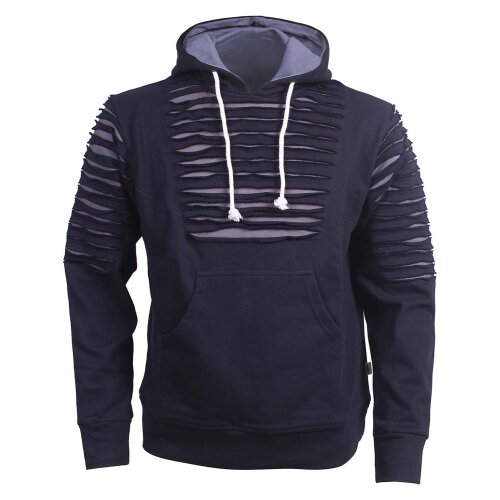 Vishes Hoodie Kapuzenpullover Cutout Risse Destroyed Jersey Baumwolle