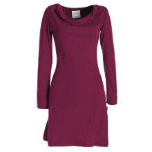 Vishes - Langarm Damen Einfarbig Biobaumwolle Jersey-Kleid Wasserfallkragen dunkelrot 46