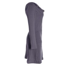 Vishes - Langarm Damen Einfarbig Biobaumwolle Jersey-Kleid Wasserfallkragen grau 34
