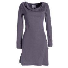 Vishes - Langarm Damen Einfarbig Biobaumwolle Jersey-Kleid Wasserfallkragen grau 36