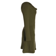 Vishes - Langarm Damen Einfarbig Biobaumwolle Jersey-Kleid Wasserfallkragen olive 38