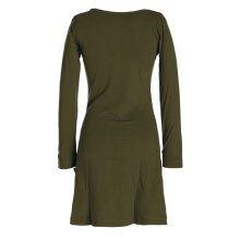 Vishes - Langarm Damen Einfarbig Biobaumwolle Jersey-Kleid Wasserfallkragen olive 42