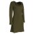 Vishes - Langarm Damen Einfarbig Biobaumwolle Jersey-Kleid Wasserfallkragen olive 46