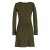 Vishes - Langarm Damen Einfarbig Biobaumwolle Jersey-Kleid Wasserfallkragen olive 46