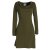 Vishes - Langarm Damen Einfarbig Biobaumwolle Jersey-Kleid Wasserfallkragen olive 46