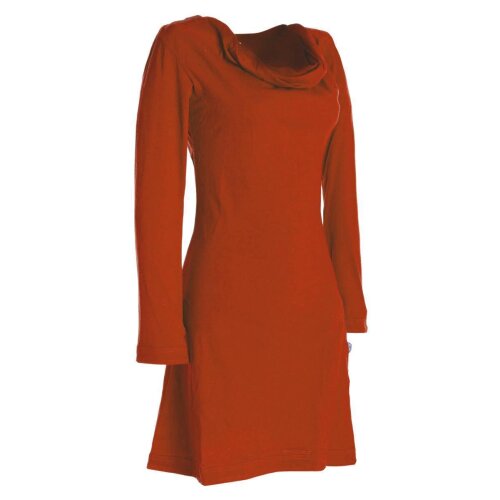 Vishes - Langarm Damen Einfarbig Biobaumwolle Jersey-Kleid Wasserfallkragen orange 38